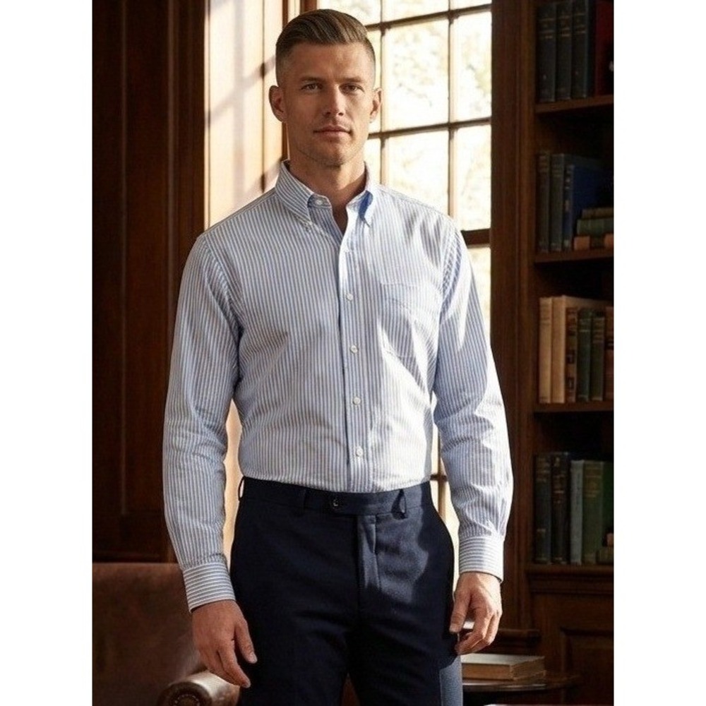 Brooks Brothers Madison Dress Shirt Men's Size 17.5 35 Non Iron Supima Preppy